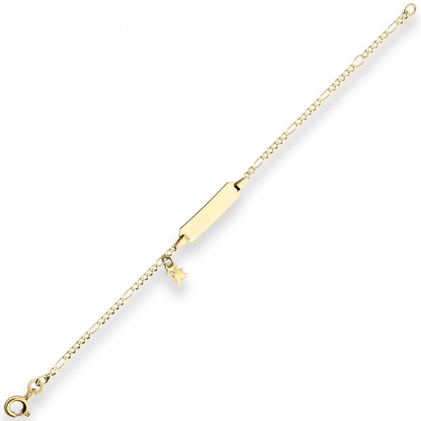 1.9mm Id-Armband Figarokette diamantiert Bärchen 333 Gelbgold