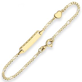 1,8mm Id-Armband Figarokette diamantiert Herz aus 333 Gold Gelbgold 14cm