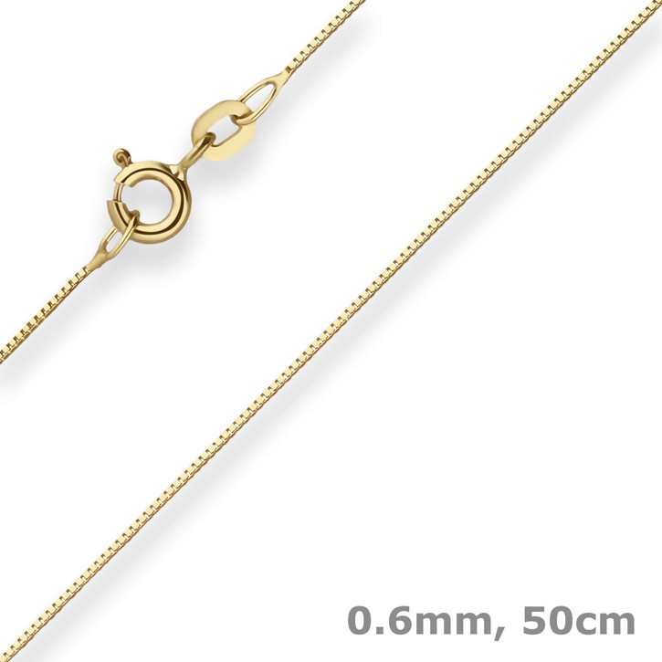 0.6mm Veneziakette aus 333 Gelbgold 50cm