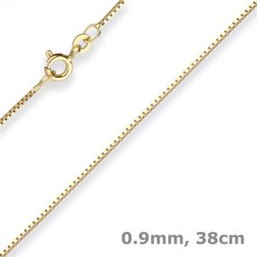 0,9mm Veneziakette Collier mit Zwischenöse Halskette aus 333 Gold Gelbgold 38cm