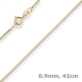 0,9mm Veneziakette Collier mit Zwischenöse Halskette aus 333 Gold Gelbgold 42cm