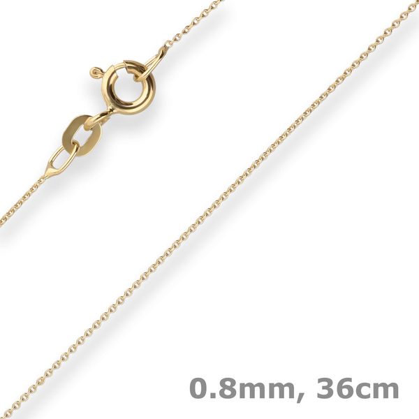 0.8mm Rund-Ankerkette aus 375 Gelbgold 36cm