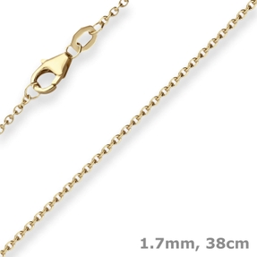 1,7mm Ankerkette flach Goldkette Collier Halskette aus 375 Gold Gelbgold 38cm