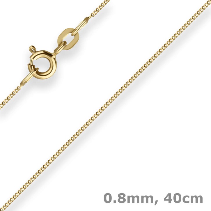 0.8mm Panzerkette aus 375 Gelbgold 40cm
