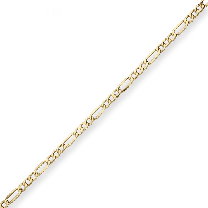 4.5mm Figarokette hohl aus 375 Gelbgold 51cm