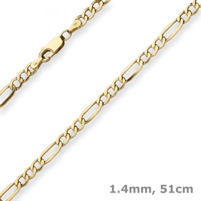 4,5mm Figarokette Goldkette Collier Halskette aus 375 Gold Gelbgold 51cm