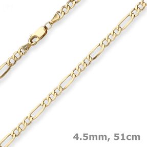 4,5mm Figarokette Goldkette Collier Halskette aus 375 Gold Gelbgold 51cm