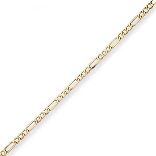 4.5mm Figarokette hohl aus 375 Gelbgold 51cm