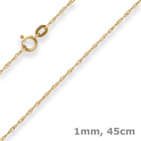 Singapurkette Goldkette Collier Halskette aus 375 Gold Gelbgold 45cm