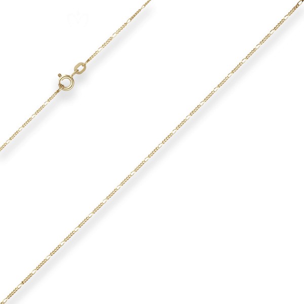 1.1mm Figarokette diamantiert aus 375 Gelbgold 42cm