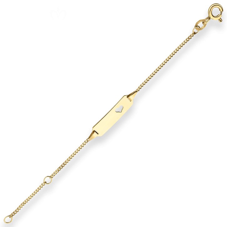 1.4mm Id-Armband Panzerkette Herz aus 375 Gelbgold 11cm
