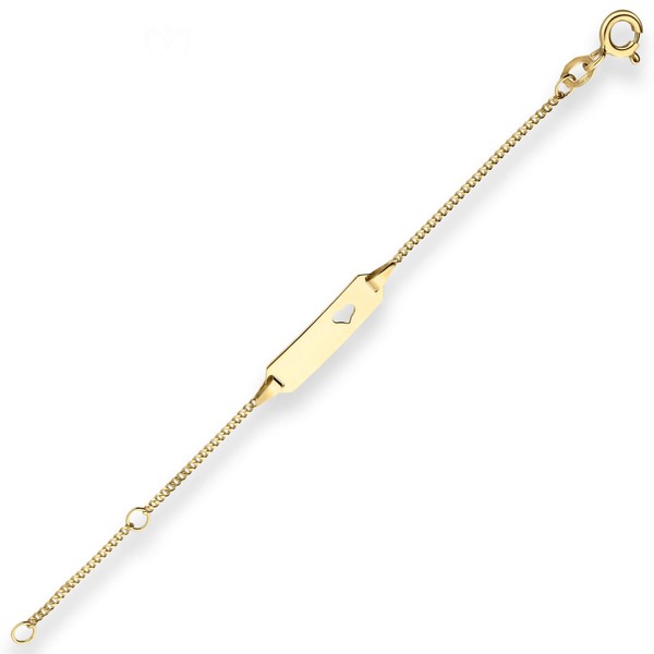 1.4mm Id-Armband Panzerkette Herz aus 375 Gelbgold 11cm
