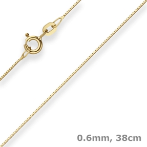 0,6mm Veneziakette Goldkette Collier Halskette aus 375 Gold Gelbgold 38cm