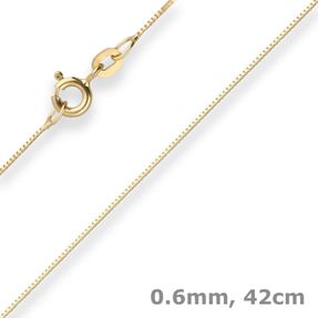 0,6mm Veneziakette Goldkette Collier Halskette aus 375 Gold Gelbgold 42cm