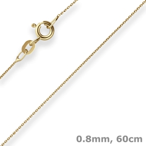 0,8mm Rund-Ankerkette Goldkette Collier Halskette aus 585 Gold Gelbgold 60cm
