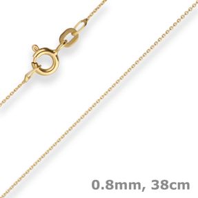 0,8mm Ankerkette flach Goldkette Collier Halskette aus 585 Gold Gelbgold 38cm