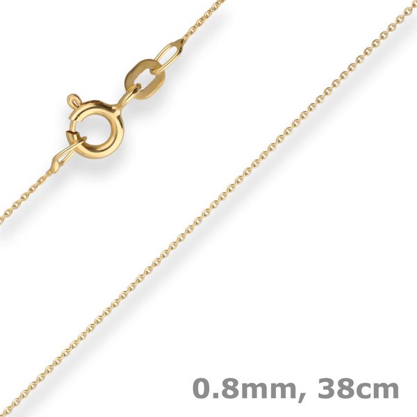 0.8mm Ankerkette flach aus 585 Gelbgold 38cm