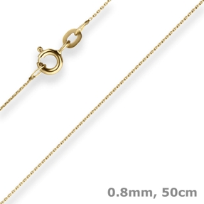 0,8mm Ankerkette flach Kette Collier aus 585 Gold Gelbgold 50cm mit Zwischenöse