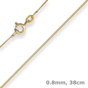0,8mm Panzerkette Kette Collier aus 585 Gold Gelbgold 38cm mit Zwischenöse
