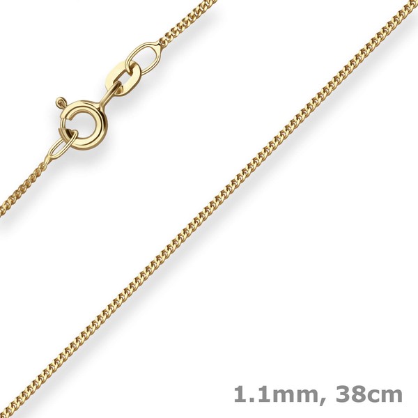 1.1mm Panzerkette aus 585 Gelbgold 38cm mit Zwischenöse