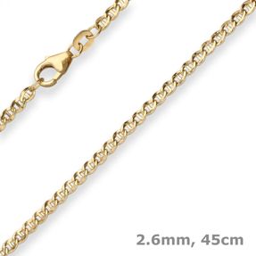 2,6mm Panzerstegkette Goldkette Collier Halskette aus 585 Gold Gelbgold 45cm