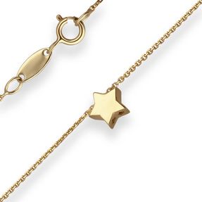 Fantasiekette Goldkette Collier Stern Halskette aus 585 Gold Gelbgold 42cm
