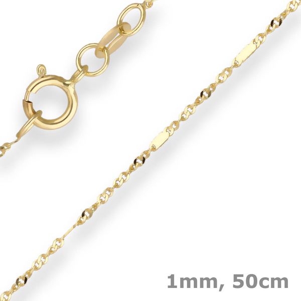 1mm Fantasiekette aus 585 Gelbgold 50cm