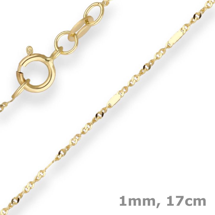 1mm Armband Fantasiekette aus 585 Gelbgold 17cm