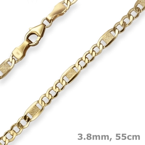 3,8mm Fantasiekette Goldkette Collier Halskette aus 585 Gold Gelbgold 55cm