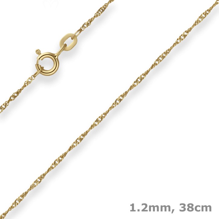 1.2mm Singapurkette aus 585 Gelbgold 38cm