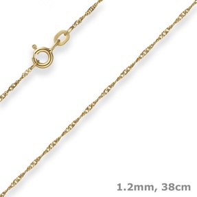1,2mm Singapurkette Goldkette Collier Halskette aus 585 Gold Gelbgold 38cm