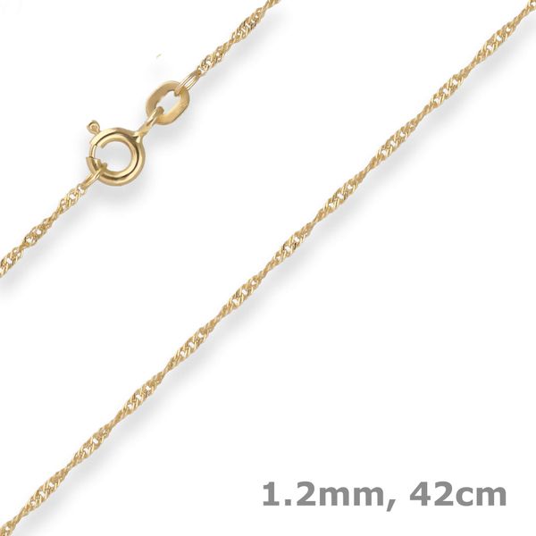 1.2mm Singapurkette aus 585 Gelbgold 42cm