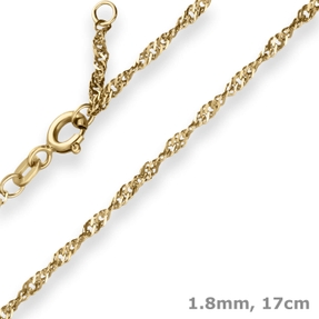 1,8mm Singapurkette Armband aus 585 Gold Gelbgold 17cm mit Zwischenöse