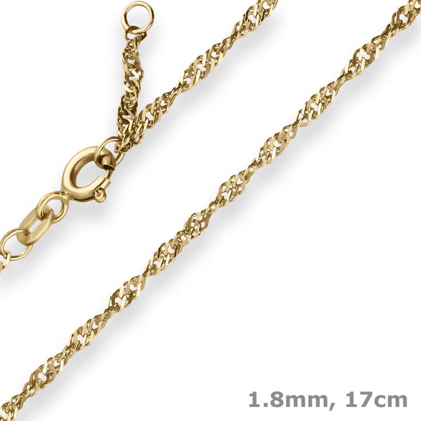 1.8mm Armband aus 585 Gelbgold 17cm mit Zwischenöse