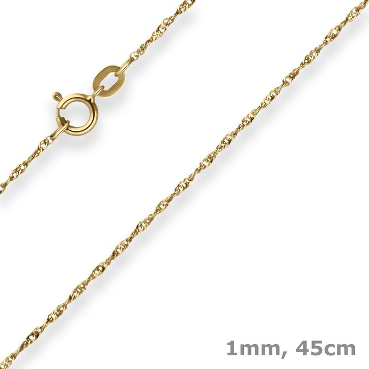 1mm Singapurkette aus 585 Gelbgold 45cm