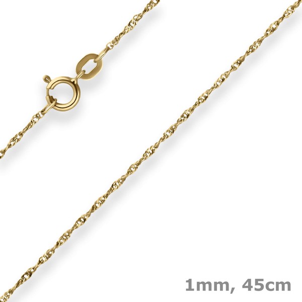 1mm Singapurkette aus 585 Gelbgold 45cm