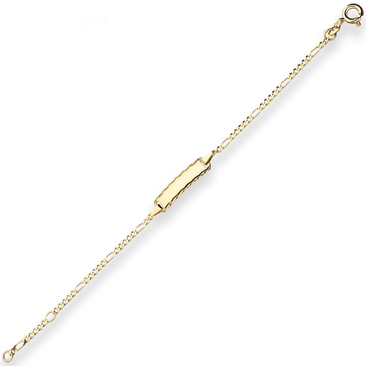 1.9mm Id-Armband Figarokette diamantiert aus 585 Gelbgold 14cm