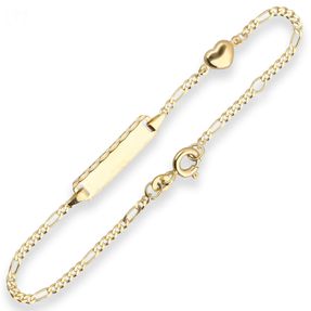 1,8mm Id-Armband Figarokette diamantiert Herz aus 585 Gold Gelbgold 14cm 1,8mm Id-Armband Figarokette diamantiert Herz aus 585 Gold Gelbgold 14cm
