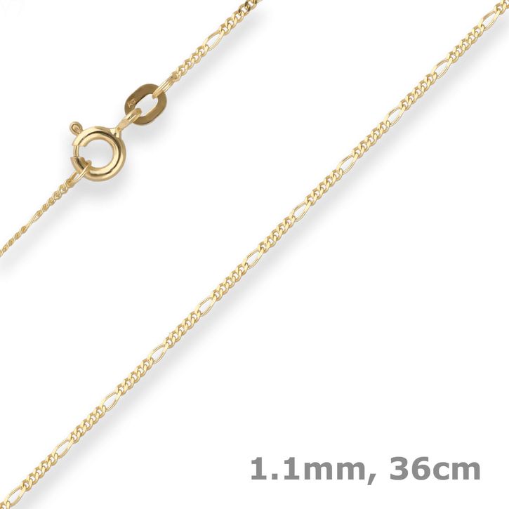 1.1mm Figarokette diamantiert aus 585 Gelbgold 36cm