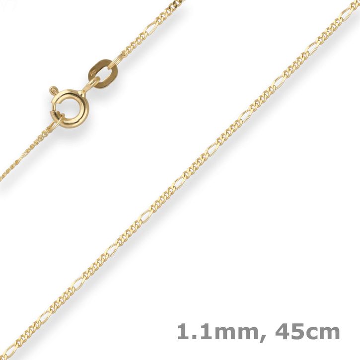 1.1mm Figarokette diamantiert aus 585 Gelbgold 45cm