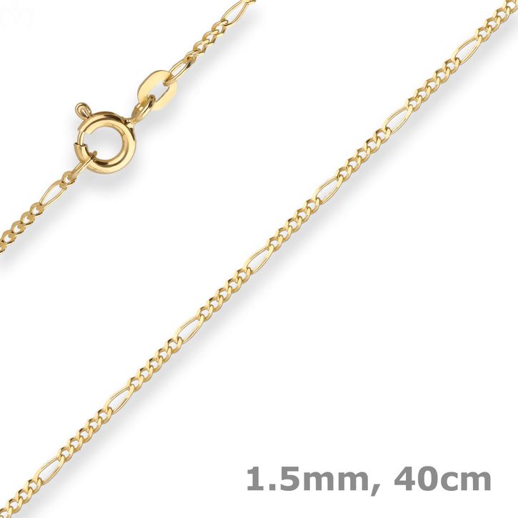 1.5mm Figarokette diamantiert aus 585 Gelbgold 40cm