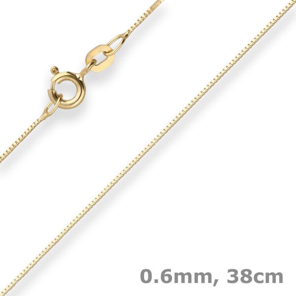 0.6mm Veneziakette aus 585 Gelbgold 38cm