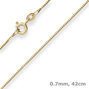0,7mm Veneziakette Collier aus 585 Gold Gelbgold 42cm mit Zwischenöse
