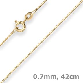 0,7mm Veneziakette Collier Halskette aus 585 Gold Gelbgold 42cm mit Zwischenöse 0,7mm Veneziakette Collier Halskette aus 585 Gold Gelbgold 42cm mit Zwischenöse