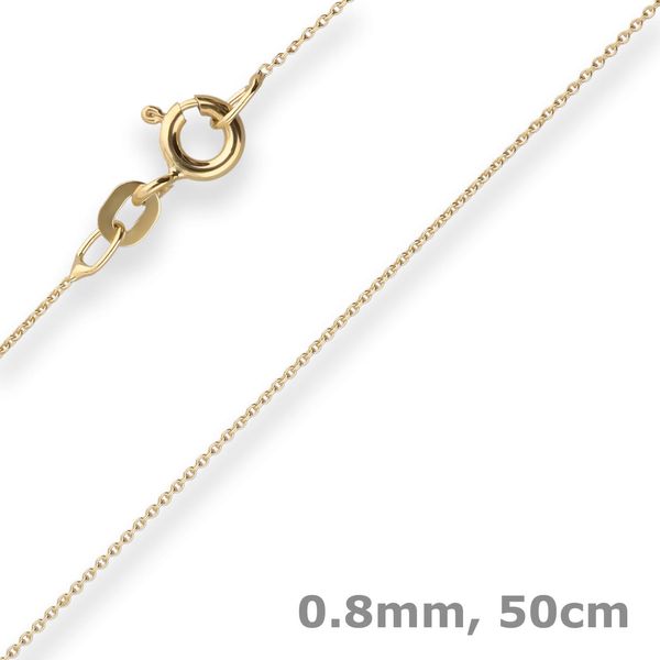 0.8mm Rund-Ankerkette aus 750 Gelbgold 50cm