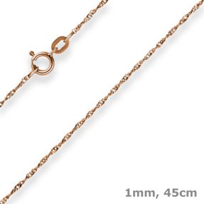1mm Singapurkette Goldkette Collier Halskette aus 375 Gold Rotgold 45cm