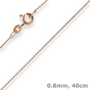 0,8mm Rund-Ankerkette Goldkette Collier Halskette aus 585 Gold Rotgold 40cm