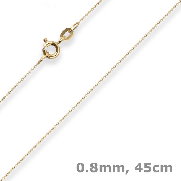 0.8mm Rund-Ankerkette aus 585 Gelbgold 45cm