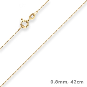 0,8mm Rund-Ankerkette Collier mit Zwischenöse aus 750 Gold Gelbgold 42cm