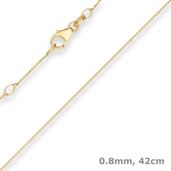 0.8mm Rund-Ankerkette aus 585 Gelbgold 42cm